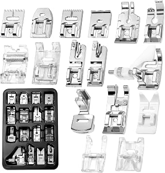 16 Pieces Sewing Machine Presser Foot Set fits for Most Low Shank Snap-On Singer, Brother, Babylock, Euro-Pro, Janome, White, Elna Sewing Machines