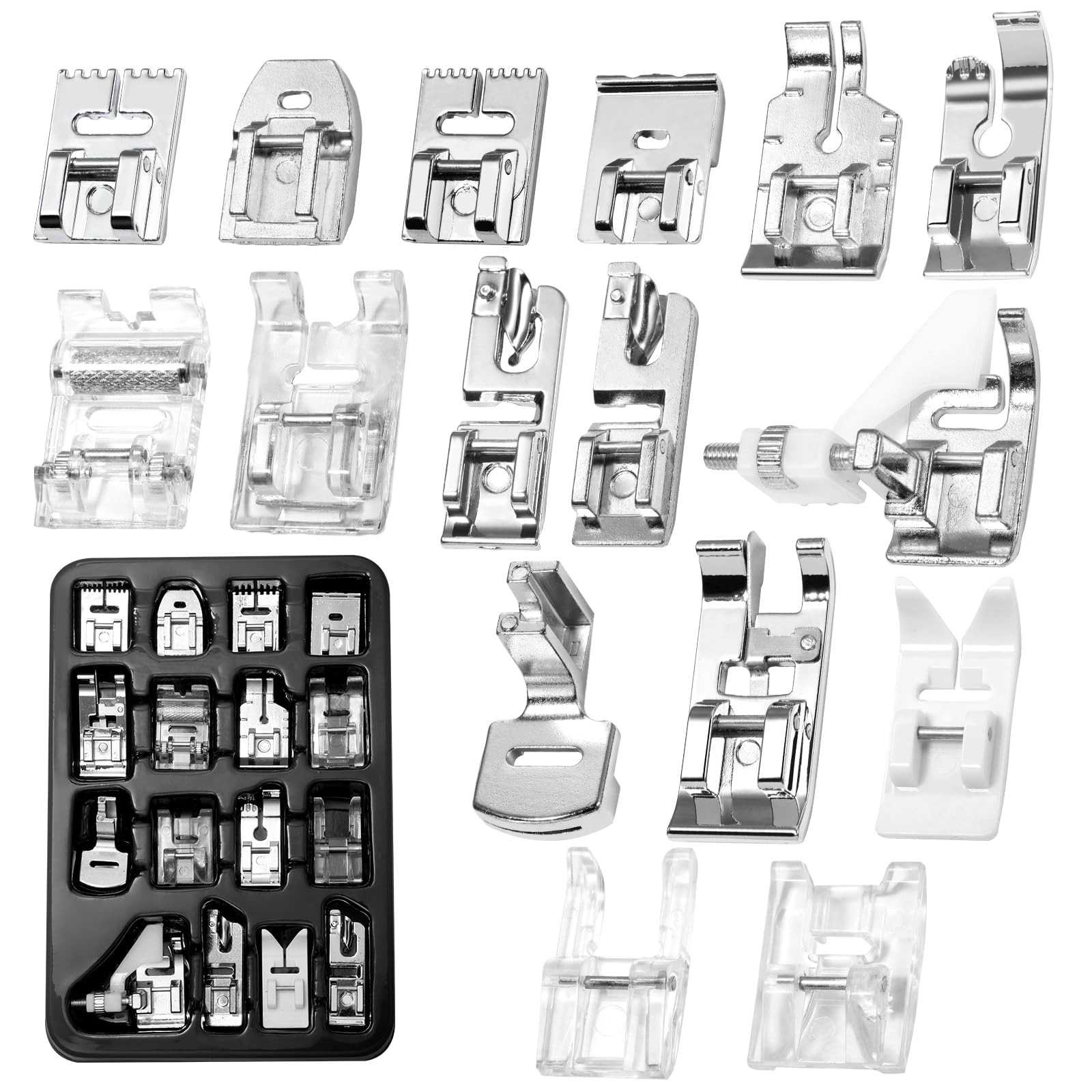 16 Pieces Sewing Machine Presser Foot Set fits for Most Low Shank Snap-On Singer, Brother, Babylock, Euro-Pro, Janome, White, Elna Sewing Machines