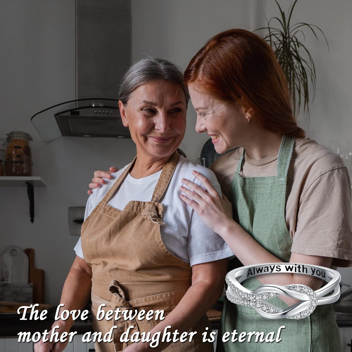 925 Sterling Silver Love Knot Ring for Mother and Daughter Square Knot Ring for Couple Friendship Kont Rings Mother's Day Birthday Valentine's Day Christmas Jewelry Gifts for Women - Image 4