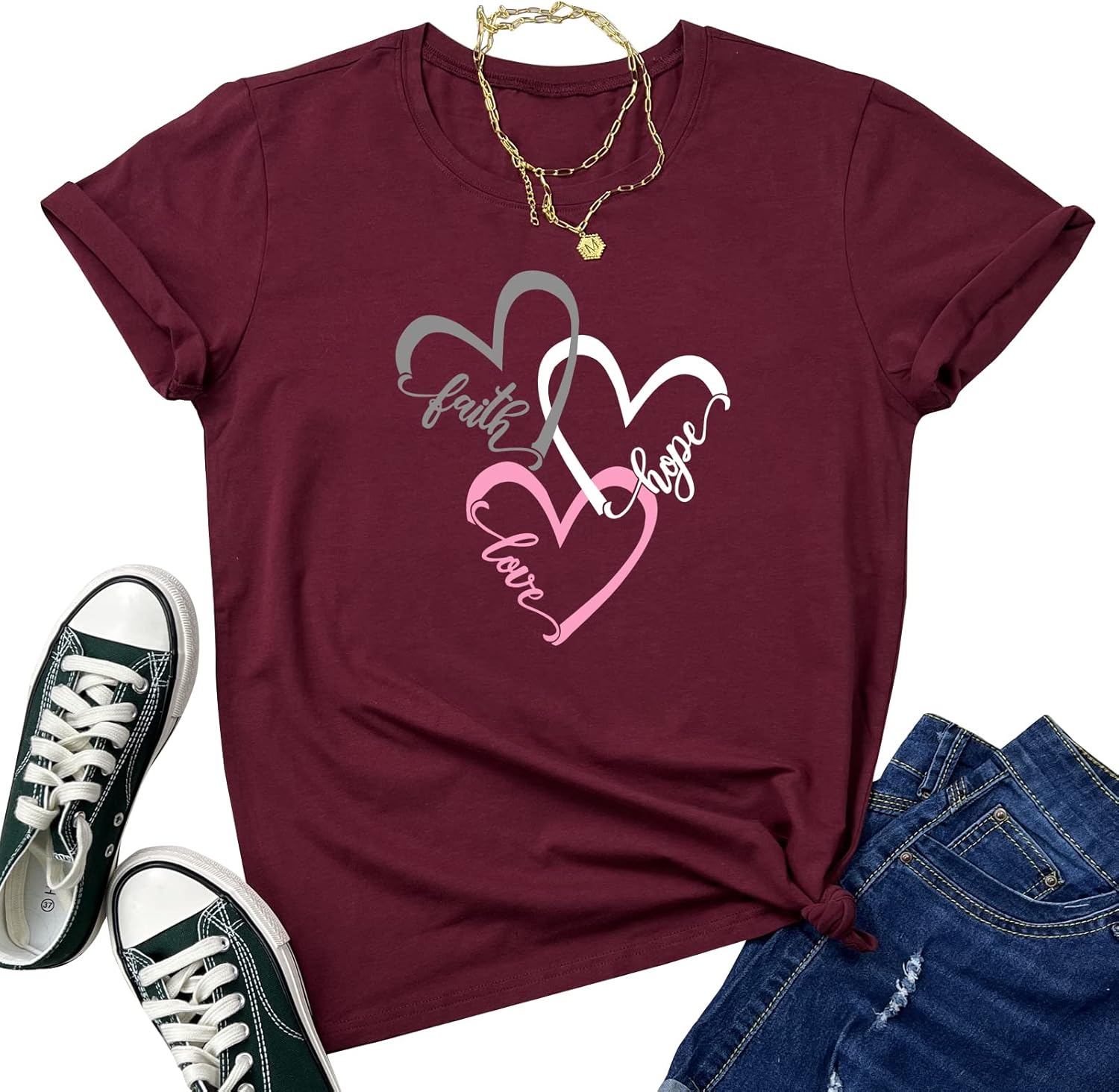 YITAN Women Graphic Tees Casual Soft Cotton T Shirts