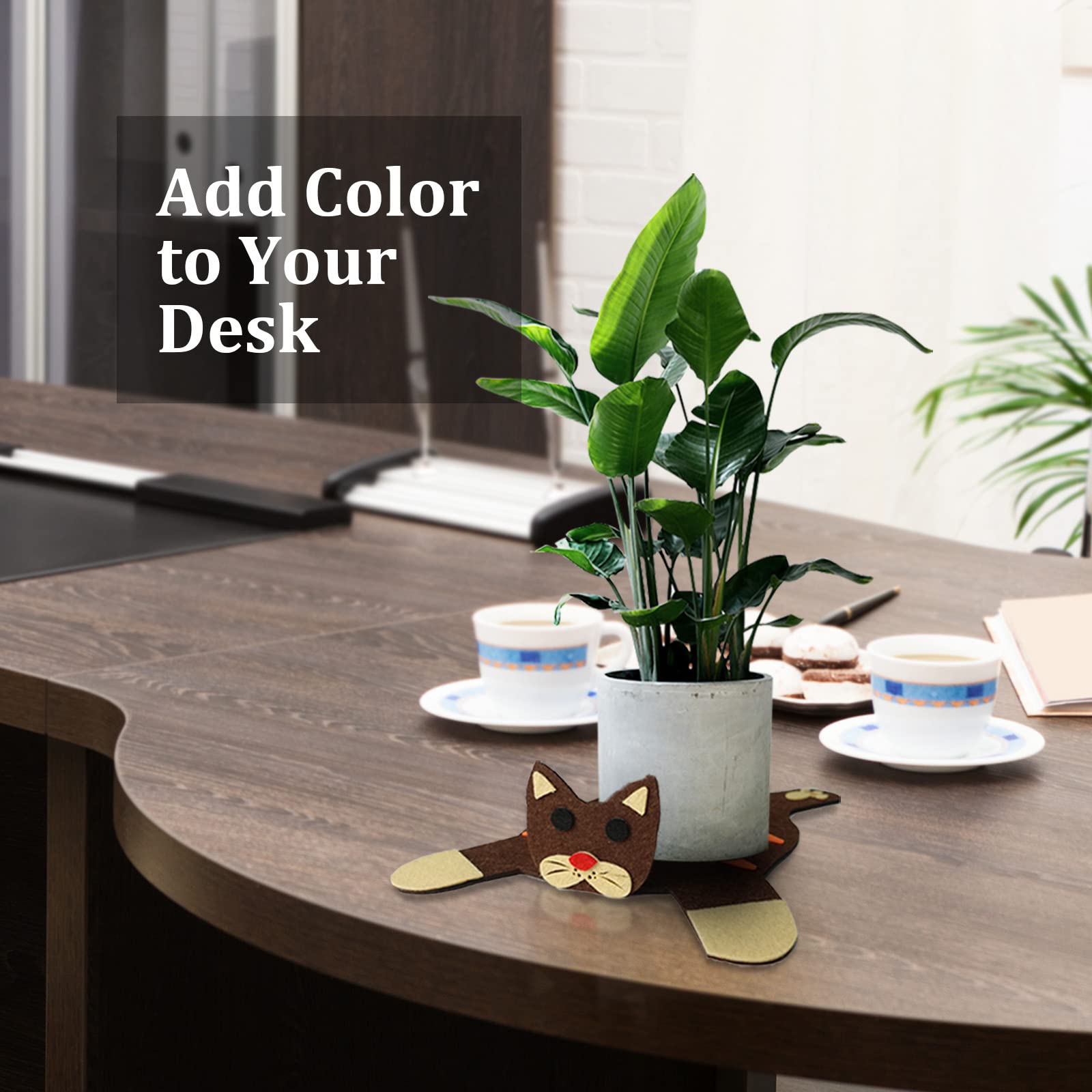 NATEFEMIN 3Pcs Cute Animal Heat Insulation and Water Absorption Felt Pad Plant Basin Pad Accessory