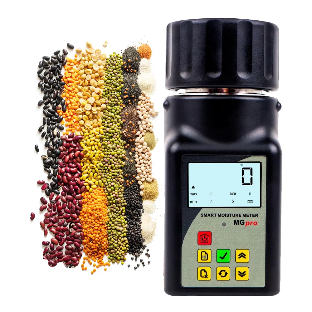 HMWOKPOT Grain Moisture Meter, LCD Smart Digital Moisture Detector for 25 Kinds Corn Rice Wheat Peanut Coffee Bean Seeds Pea Hygrometer Humidity Tester