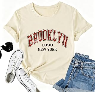 Womens Los Angeles California T-Shirts Funny Letter Printed Vintage Graphic Casual Workout Tops Holiday Tee Shirt