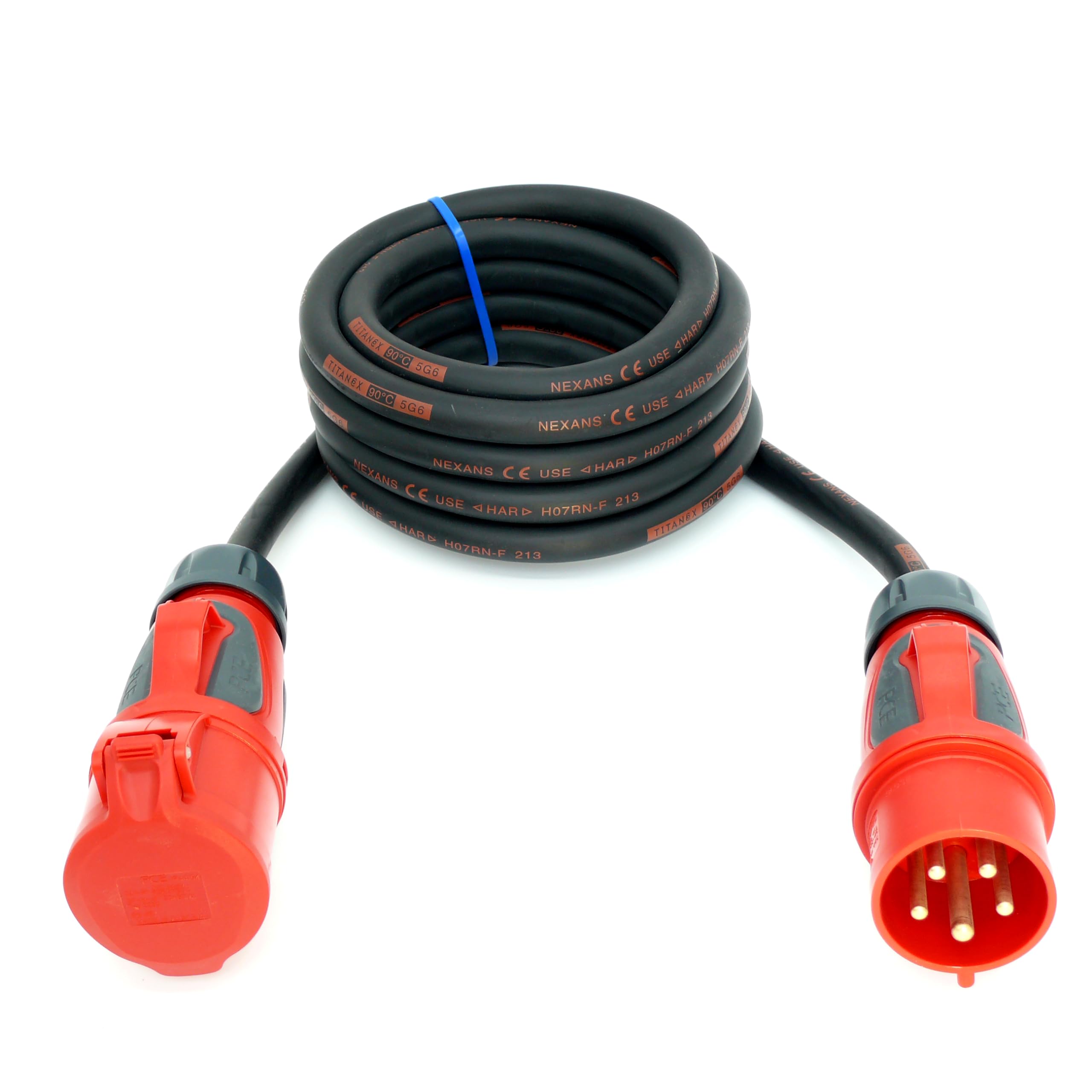 CEE Starkstromkabel (1,5m-50m) 32A Verlängerungskabel Titanex H07RN-F 5x6mm² mit PCE Grip Stecker und Kupplung, Business-Line von Event-Kabel (50 Meter)
