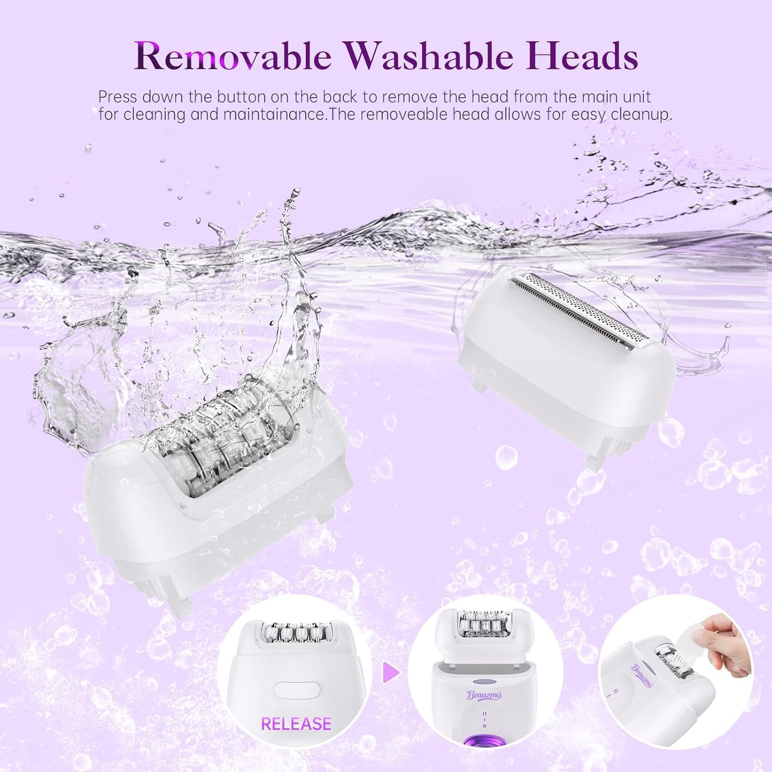 Epilierer für Frauen, schnurloses Gesichtshaarentfernungsgerät mit Rasierkopf und Trimmer, Smooth Glide Epilierer, 2 Geschwindigkeiten & 36 Pinzetten für Gesicht, Beine, Arme, Achsel, Bikini