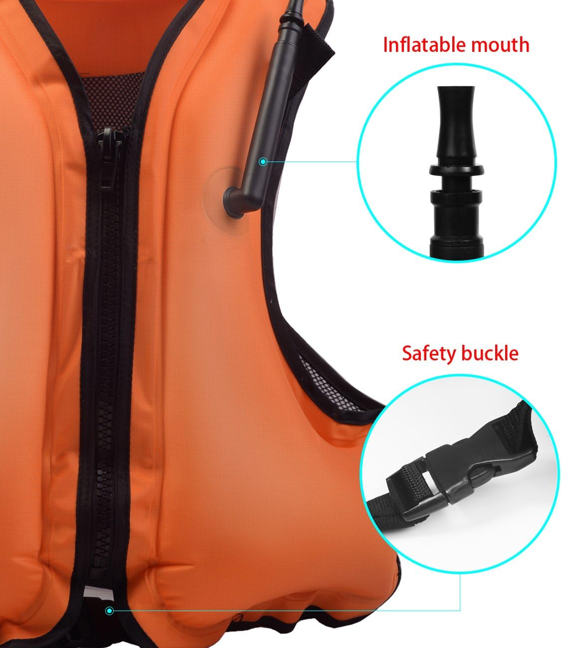 OMOUBOI Inflatable Snorkel Jacket Adult with Leg Straps for Men Women Snorkel Vest for Snorkeling Diving Swimming (Orange) : Sports & Outdoors