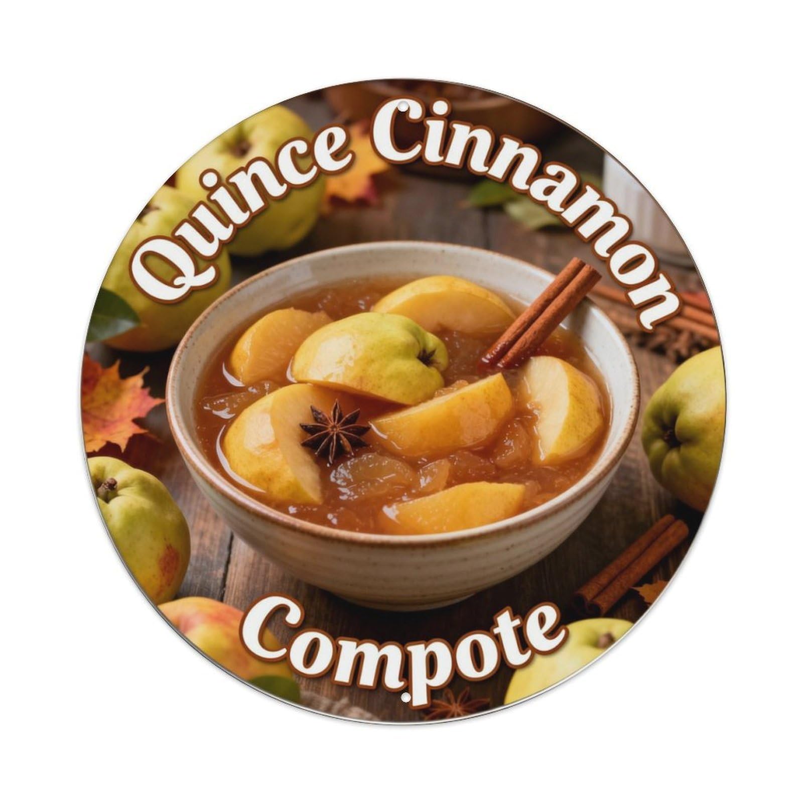 Quince Cinnamon Compote Metal Tin Sign Plaque