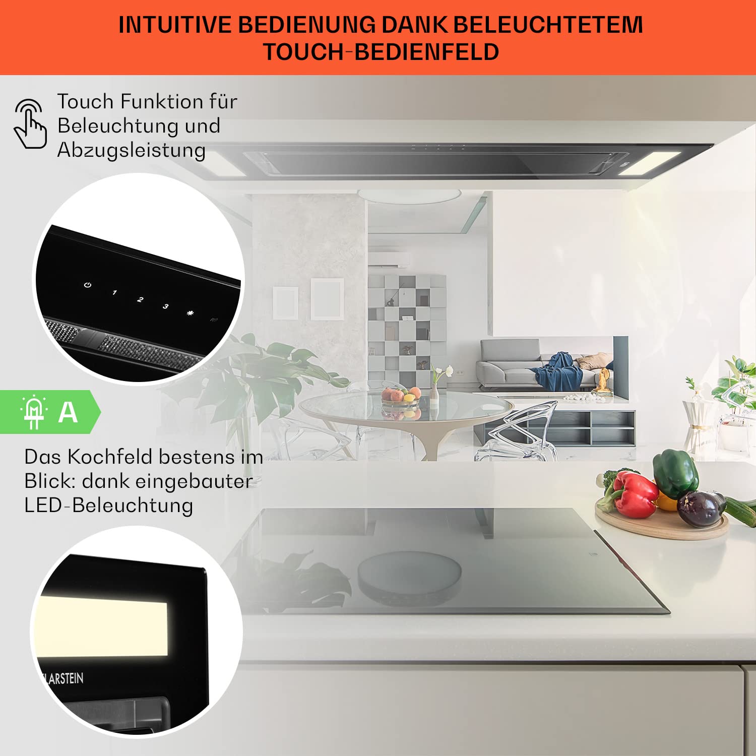 Klarstein Dunstabzugshaube 90cm 230W 620 m³/h Abluft Umluft Mit Filter Schwarz