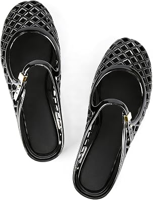 MUSSHOE Womens Clear Jelly Sandals Closed Toe Slingback Flats - Water-Friendly Summer Beach Shoes - Lightweight Easy-Clean Casual Sandals