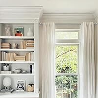 Vista 4 de Barras de cortina para ventanas de 81 a 122 cm, 1,6 cm de diámetro de metal decorativo de plata de alta resistencia con empalme, juego de barras