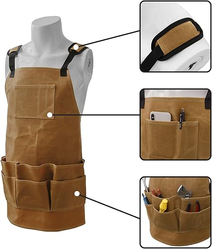 Miniatura 3 de UNISTRENGH Delantal multifuncional de la herramienta de la lona resistente de la barbacoa de la limpieza delantales