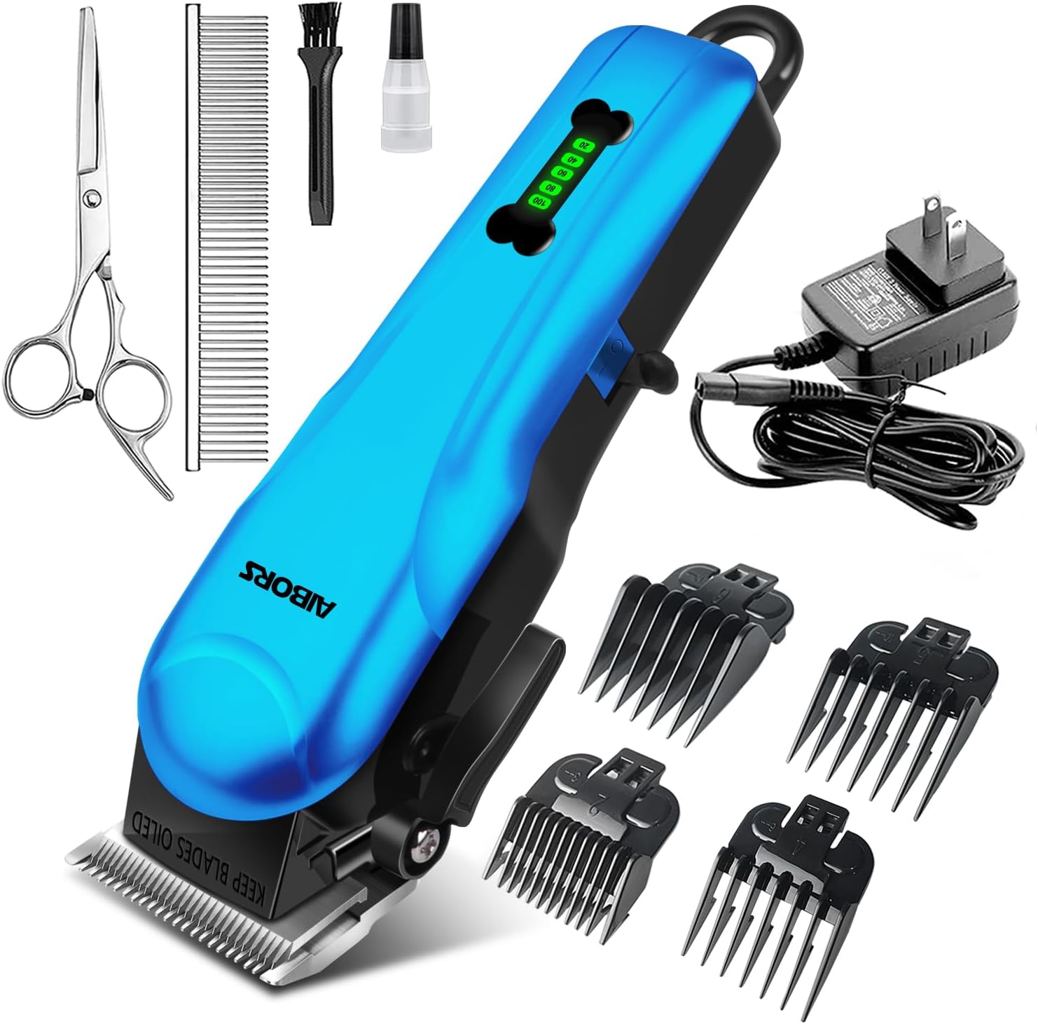 AIBORS Dog Grooming Kit Low Noise Rechargeable Cordless Electric Pet