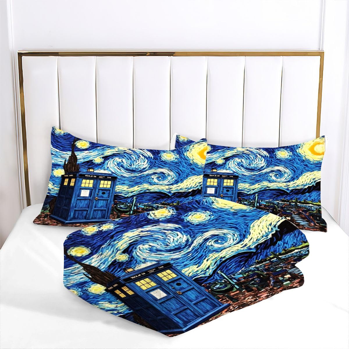Edredón Nordica Cama 150-220x240 cm Dibujo Azul, 3 Piezas Juego de Ropa para Adultos, 3D Edredón de Microfibra y 2 Funda de Almohada (220 x 240-50 x 75)
