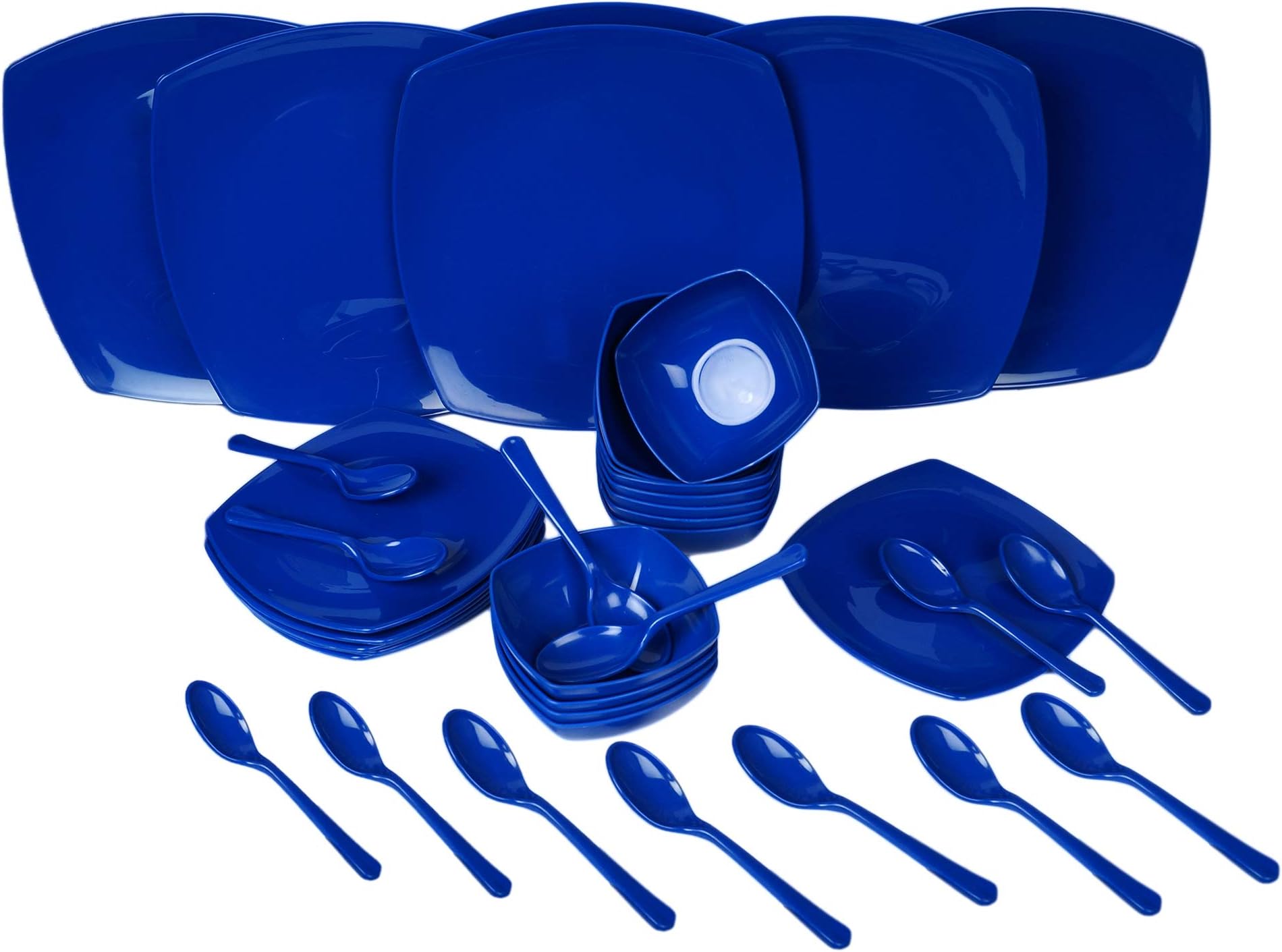 Homray Microwavesafe, Unbreakable 36 Pc Square Dinner Set (Blue)