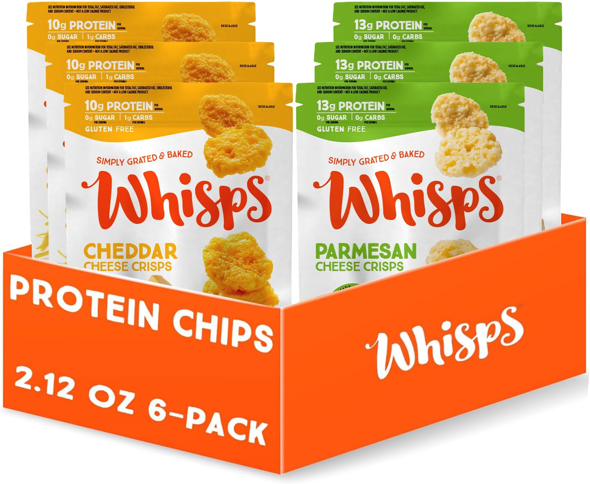 Cheese Crisps Variety Pack | Protein Chips | Healthy Snacks | Protein Snacks, Gluten Free, High Protein, Low Carb Keto Food, 6-Pack Variety (2.12 Oz, 6 Pack)