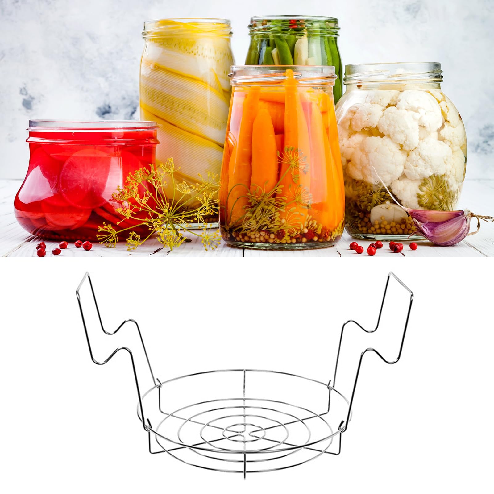 2PCS Canning Rack, Water Bath Canner Rack Canning Jar Rack Stainless Steel Round Can Storage Organizer with Legs for Mason Jars Ball Jars