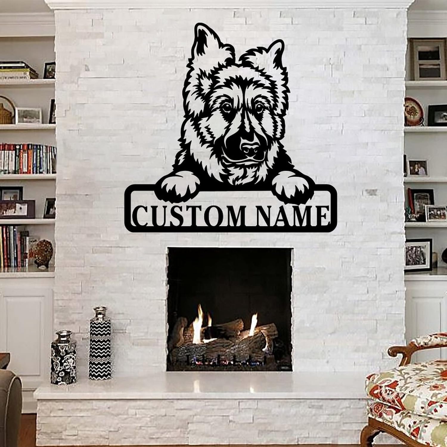 Personalized Dog Name Sign, Personalized Metal Dog Name Wall Art, Personalized Signs for Outdoors, Metal Art for Outside, Wall Door Plaque Farmhouse Garden Housewarming Gift for Friends 24in