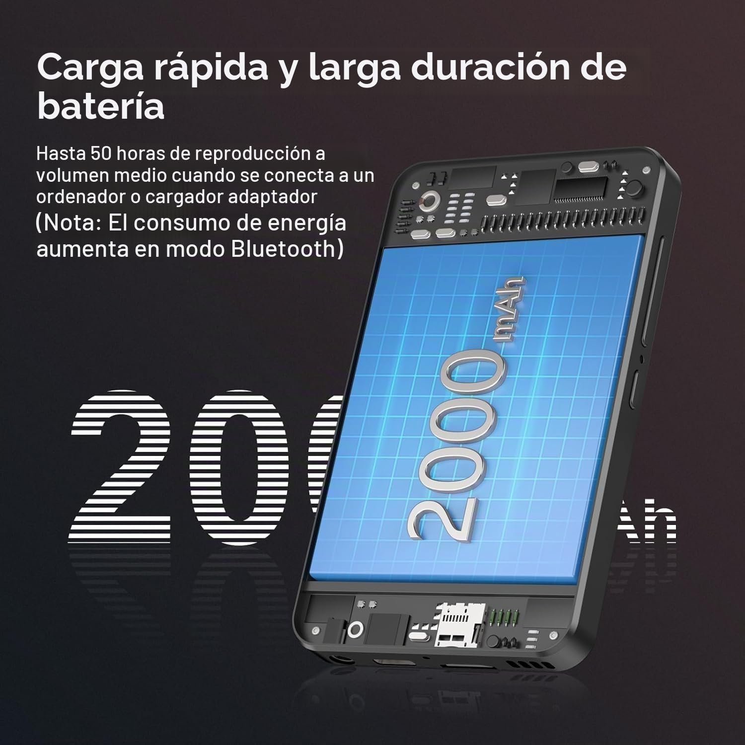 Reproductor MP3 de 80GB Bluetooth y WiFi, Reproductor MP3 de 4 Pulgadas con Pantalla táctil HD, Spotify con Altavoz, Reproductor de música Diofox Android MP3 MP4 para niños, Audible, Amazon Music