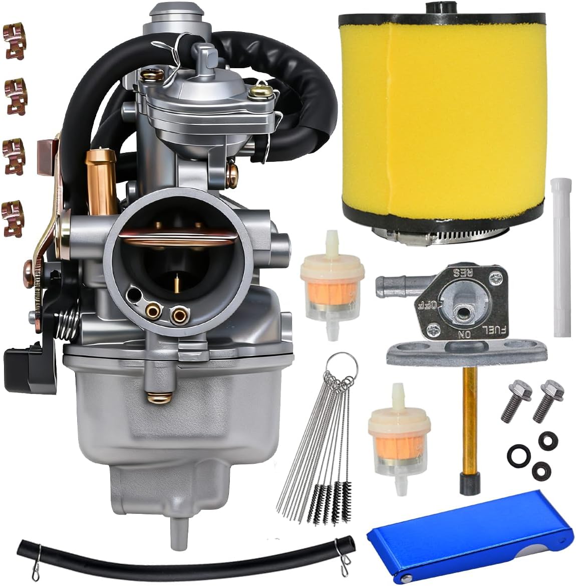 Lanigram TRX250 carburetor Fit for Honda TRX 250 Recon 250 TRX250TE TRX250TM 1997-2001 2002-2007 Carb With Air Filter and Fuel Tank Petcock Valve