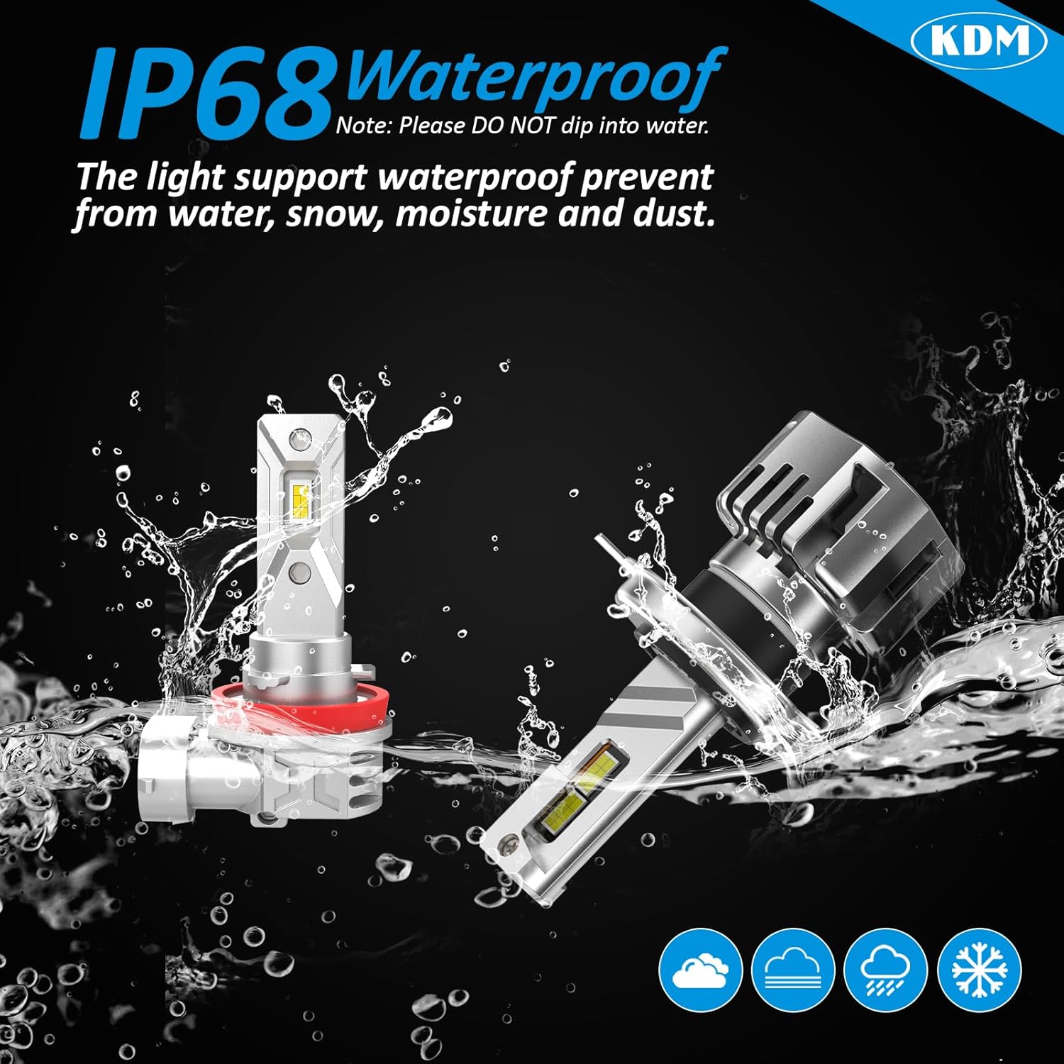 KDM Combo Bulbs Pack,80W High Power 600% Brightness CSP Chip Fit for Honda CRV 2007 2008 2009 2010 2011 2012 2013 2014,6000K White High/Low Beam Fog Light Replacement Blubs,4 Pack