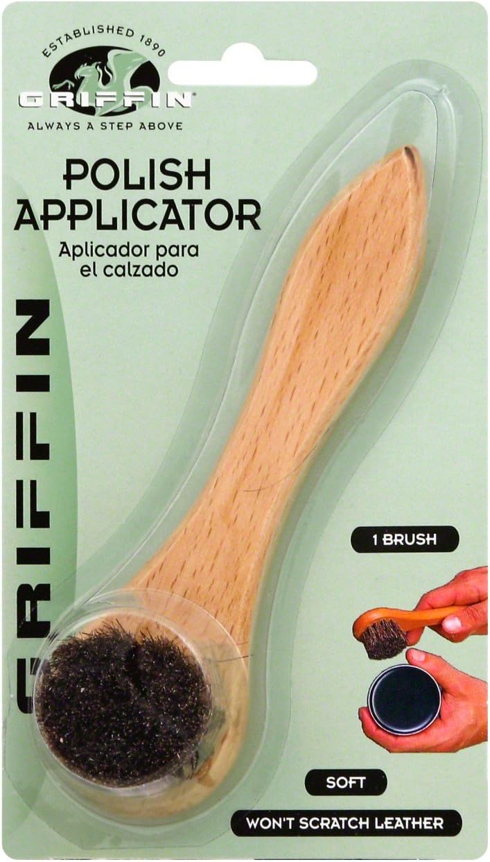 Griffin Polish Applicator - Soft Horsehair & Wooden Handle Brush for Shoe Leather