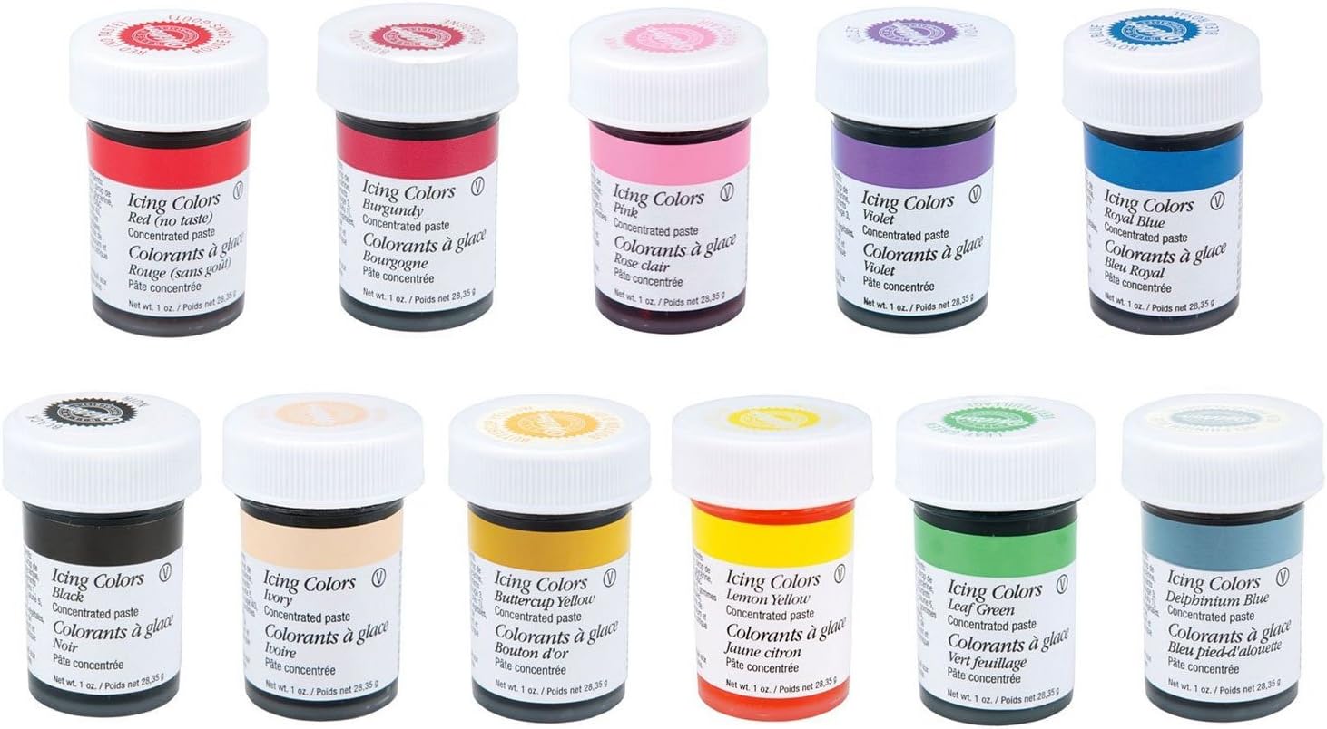 Wilton 11 Icing Color Set Includes 11 Large 1 Ounce Containers of Icing Color Gel You Get the 11 Most Popular Colors in One Set of Large Size Containers