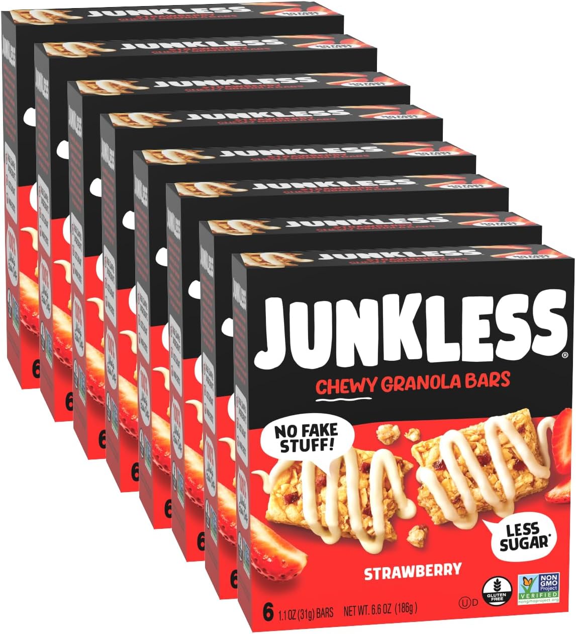 Chewy Granola Bar 48 Bar Family Pack Strawberry – Less Sugar, Non‑GMO, Gluten‑Free, Wholesome Snack Bars for Kids & Adults, 8 Boxes