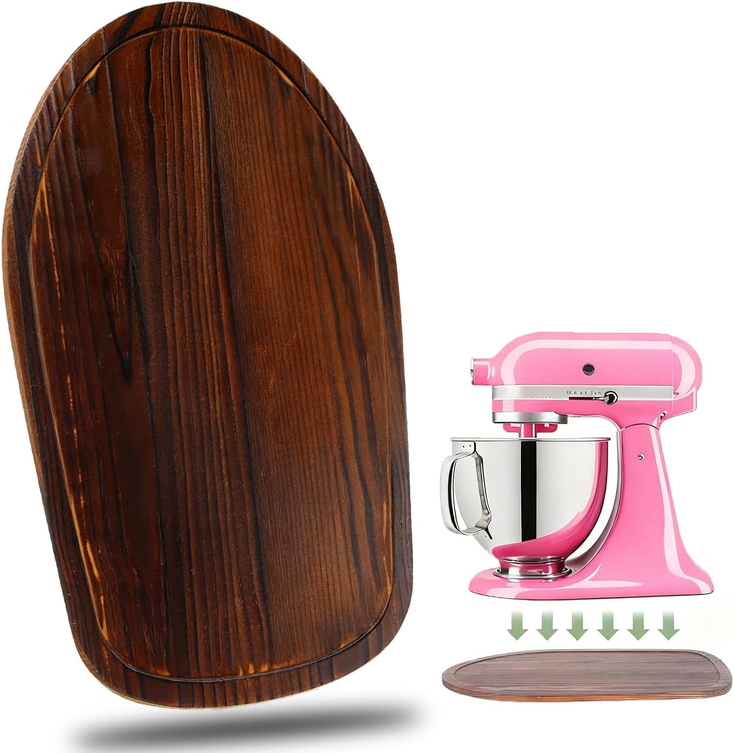 Mixer Slider Compatible with KitchenAid 4.5-5 Qt Tilt-Head Stand Mixer, Appliance Sliding Mat Accessories for Kitchen Aid, Countertop Moving Tray Attachments Fits for KitchenAid Artisan (Pine Wood) 4.5-5QT-Brown