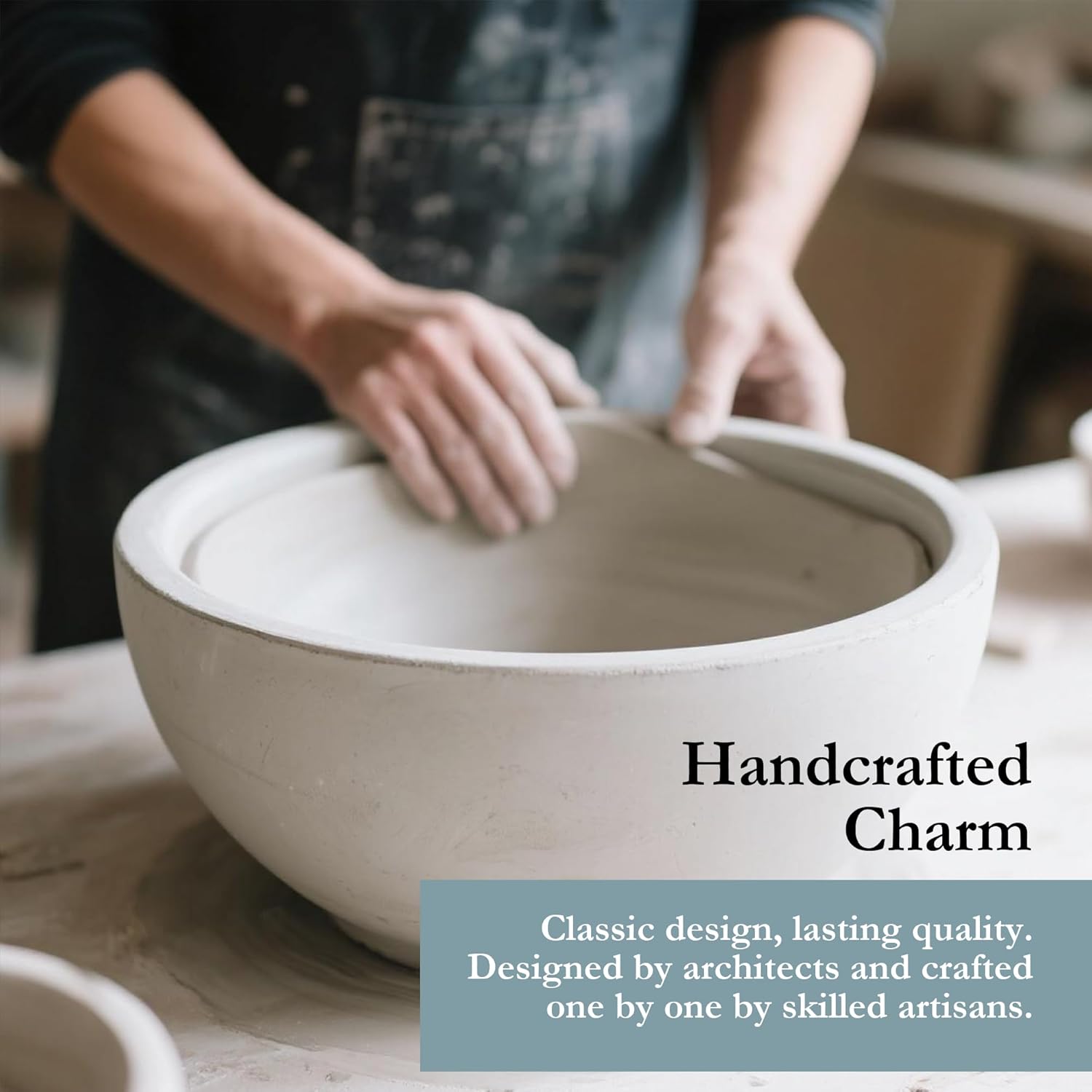 Worth Garden Large Grey Round Planter – 14.5" Dia x 17.5" H Lightweight Magnesium Oxide Cement Plant Pot with Texture – Raised Pattern Concrete Look – Drainage Hole – Indoor & Outdoor Use - Image 6