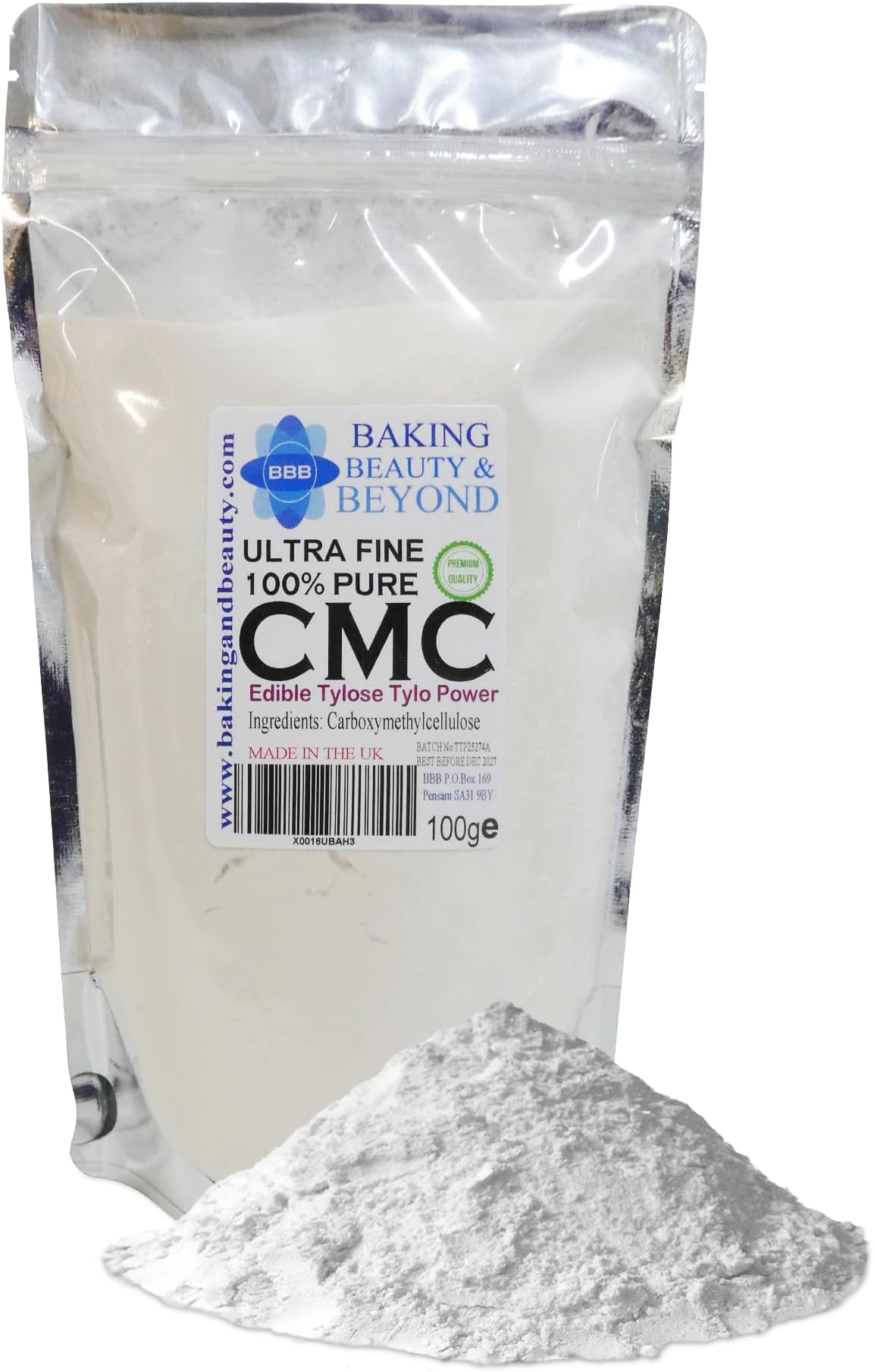 Baking Beauty and Beyond Powerful Edible Tylose Tylo Pure CMC Powder - Gum Tragacanth Glue Powder for Fondant, Gluten Free Gum Powder Perfect for Cake Frosting, Icing Sugar Paste - 100gm (Pack of 1)