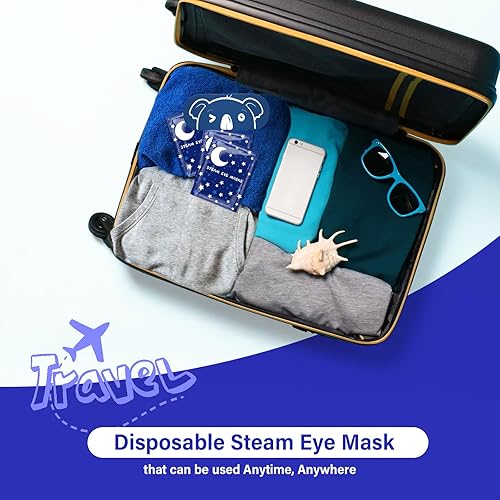 Miniatura 8 de Paquete de 20 máscaras de ojos de vapor para hombre, máscara térmica para ojos secos, ojeras hinchadas, compresa cálida desechable de spa, artículos