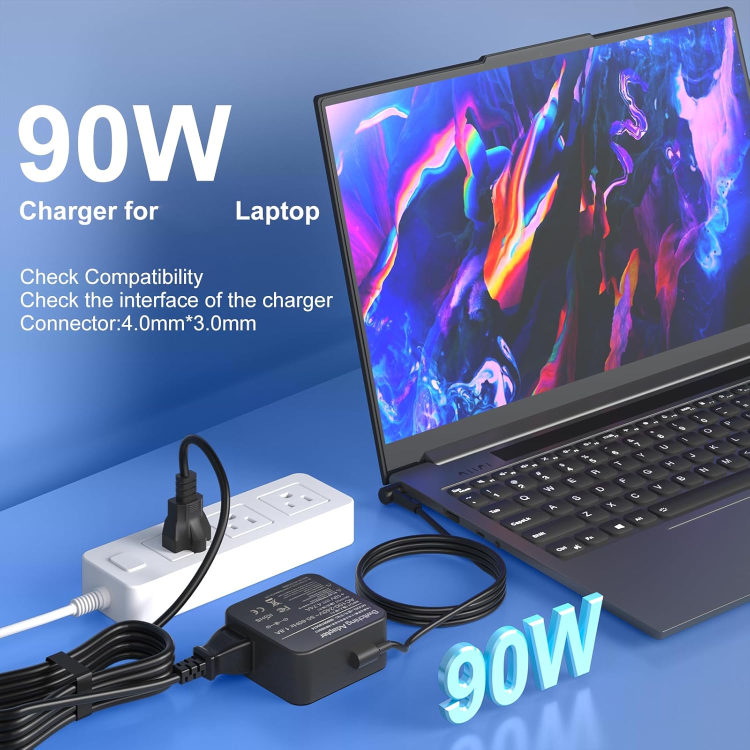 90W Adapter Charger Compatible with Asus Vivobook 14X 15X 16X 17X M1703Q M1603Q K1703Z Y1603C D1603Q ExpertBook B1500 P2451F P751J Asus Q534U Q529Z Q524UQ UX533F UX480F ADP-90LE B Power Cord