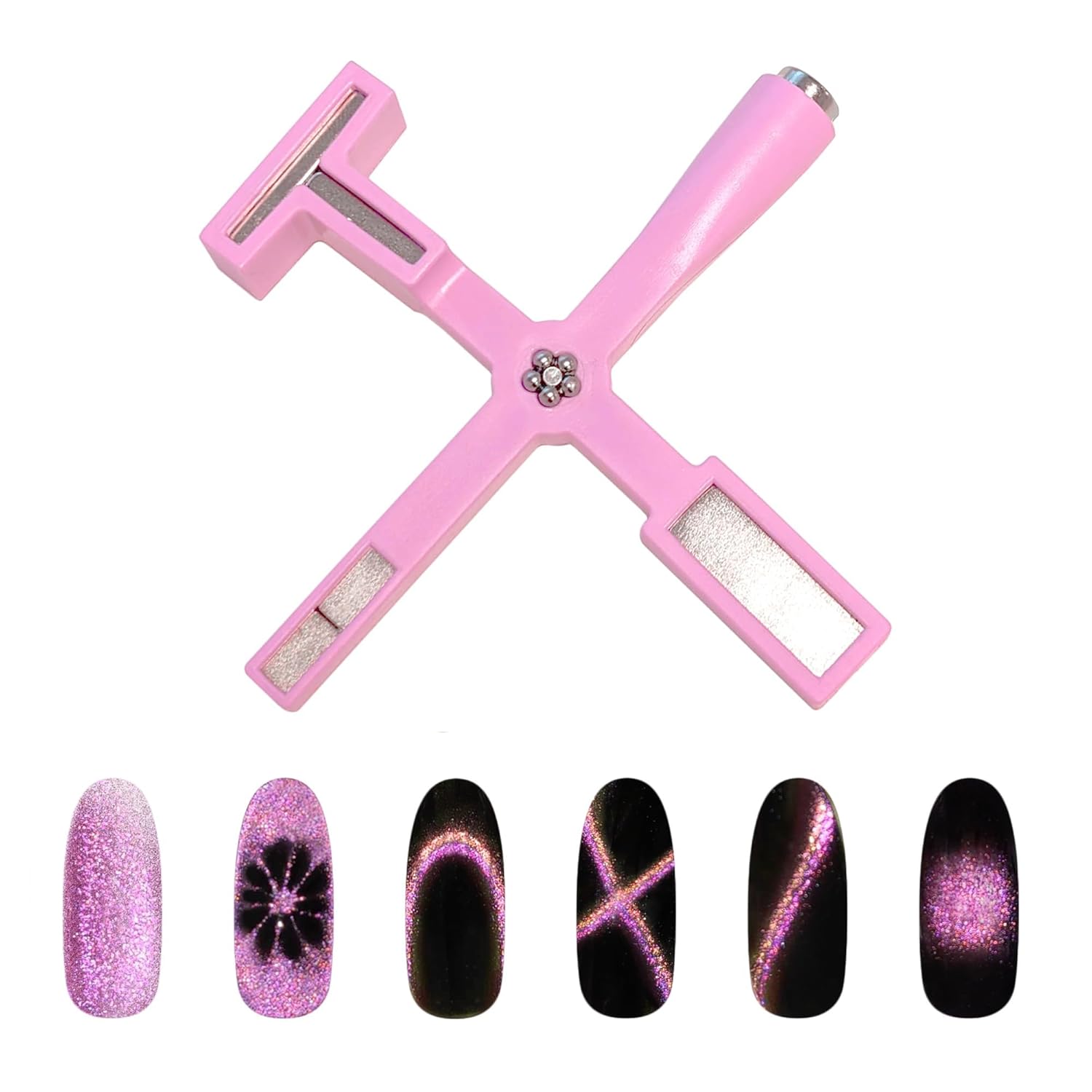 Daily Charme Ninja Star Cat Eye Nail Art Magnet Tool, Viral Heart Magnet, Flower, Swirl, Stripe, Circle, Cross, Circle Designs, DIY Nail Art