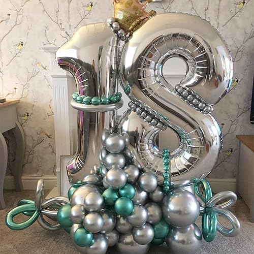 Miniatura 9 de Globos plateados con el número 40, globos de 40 pulgadas, globos de aluminio de Mylar de 40 pulgadas para fiesta de cumpleaños de 40 años,