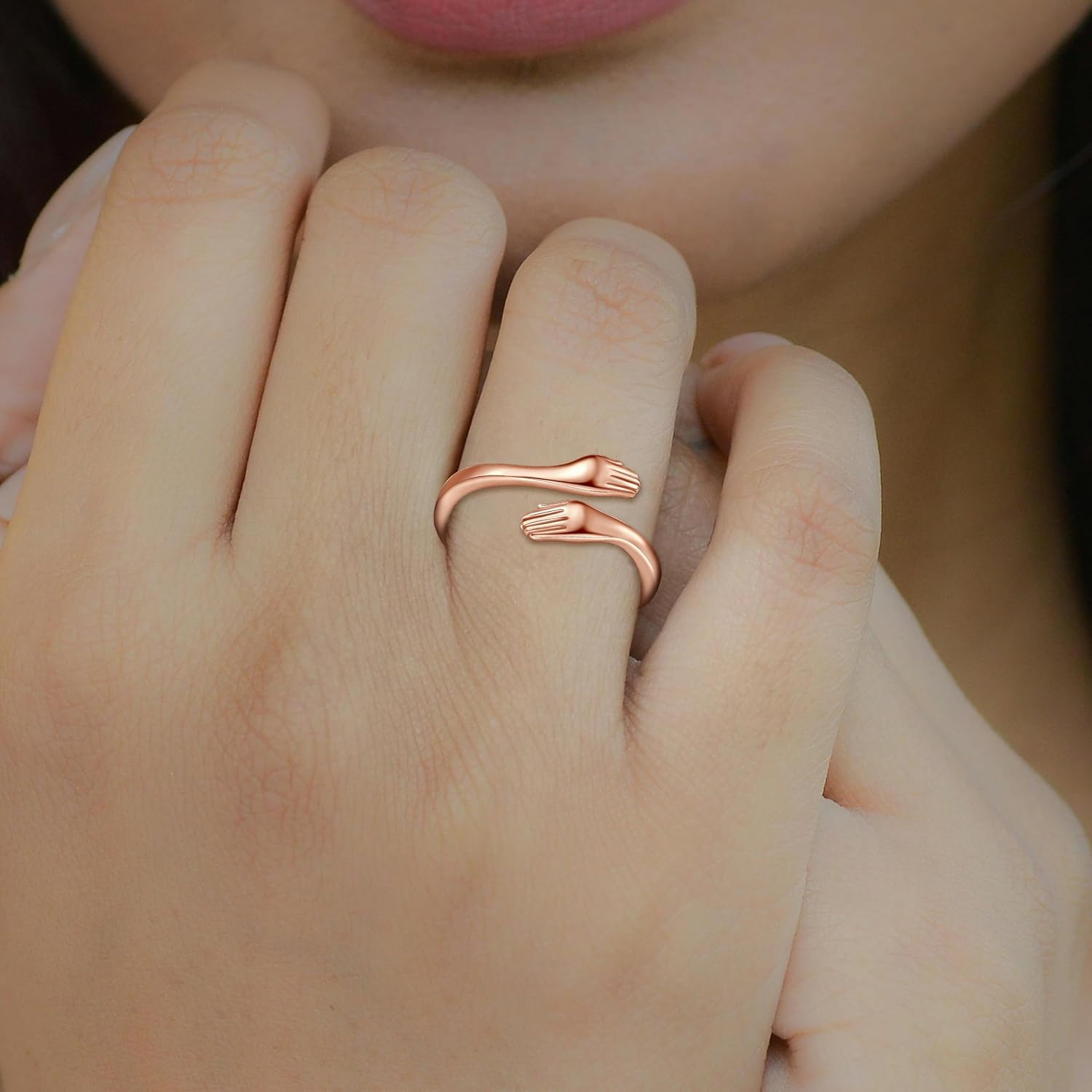 INFUSEU Cute Rose Gold Rings for Women Girls, Love Gifts for Her - Image 3