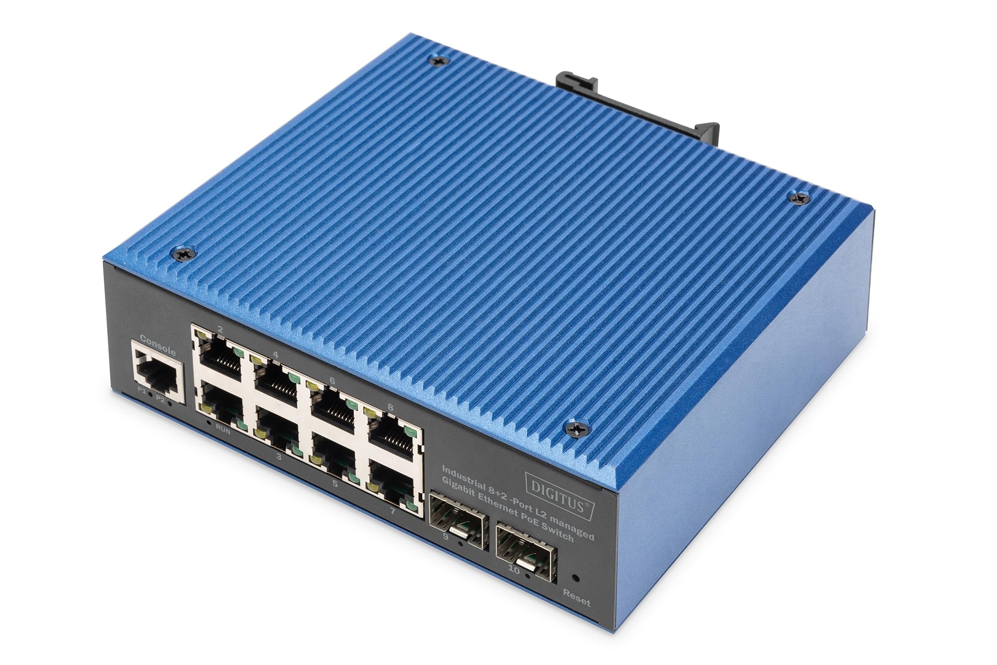 DIGITUS Industrial 8+2-Port L2 managed Gigabit Ethernet PoE Switch