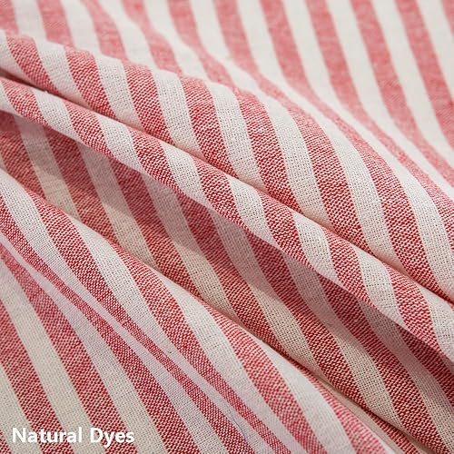 Miniatura 4 de TruDelve Mantel rectangular de lino de algodón a rayas rojas y blancas con borlas, mantel rectangular (rectangular, 55 x 70 pulgadas, rojo)