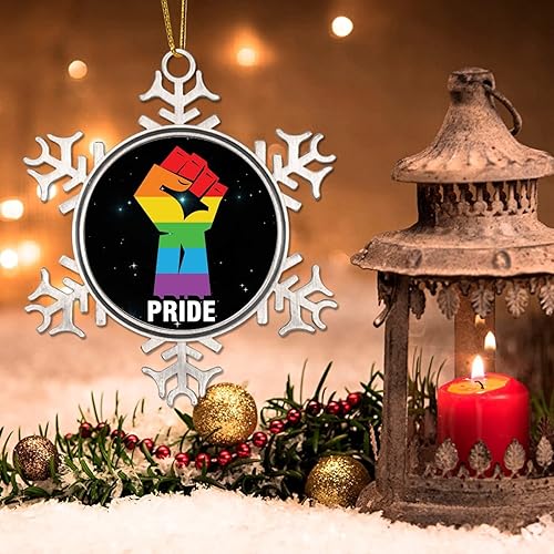 Miniatura 3 de Adorno de Navidad de metal gay con copo de nieve de metal, orgullo de la paz, adornos de Navidad LGBTQ con derechos de igualdad, decoraciones de