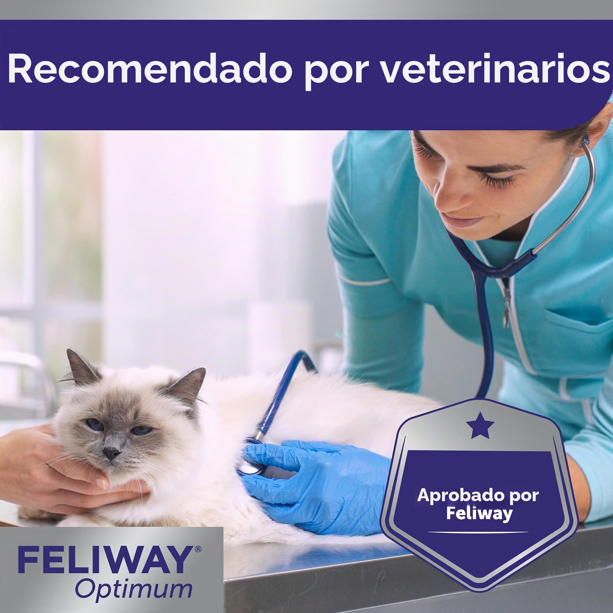 FELIWAY Optimum 1x30 días Recarga calmante para difusor de feromonas 48 ml - Ayuda a Resolver Todos los Signos comunes de estrés en Gatos y Gatitos.Recomendado por Veterinarios, clínicamente Probado