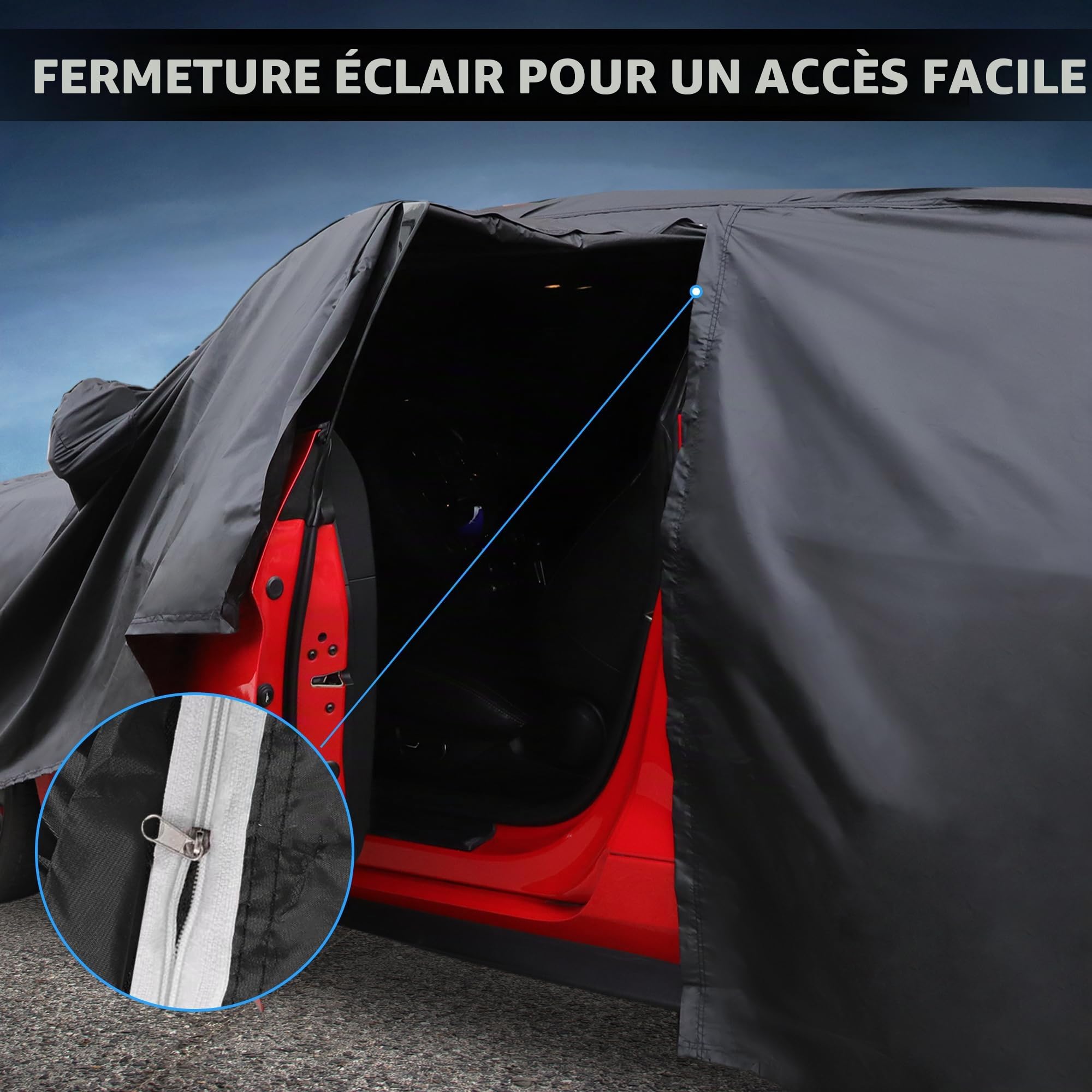 A ABSOPRO Housse Voiture Complète pour Renault Kangoo II 08-21 1pc | Couleur Noir, Matériau 210D-PU, Extérieur, Coupe-Vent, Protection Solaire, Fermeture Éclair Porte Conducteur, Respirant