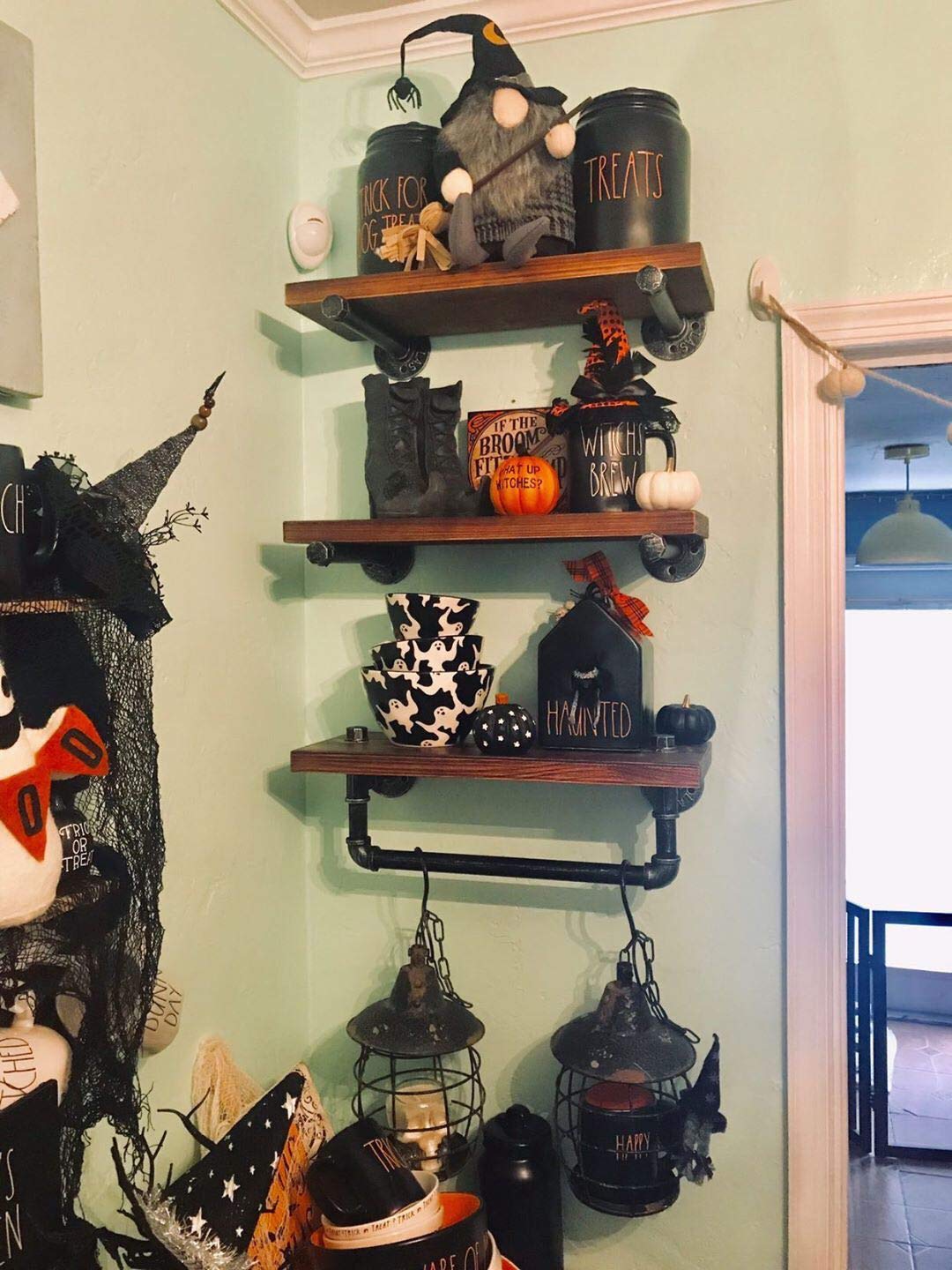 Industrial Pipe Shelves - Rustic Wall Mounted -6