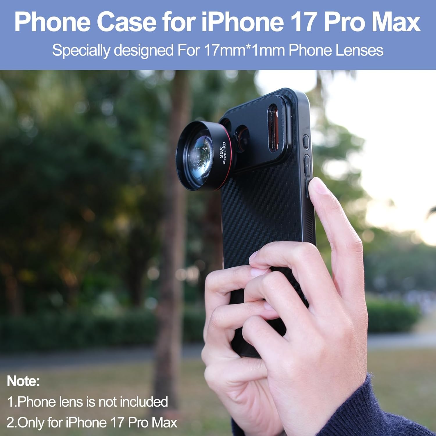 35X Macro Lens Kit for iPhone 17 Pro Max, HD Magnifier Photography Lens with 17mm Thread Phone Case, Phone Camera Lens Attachment