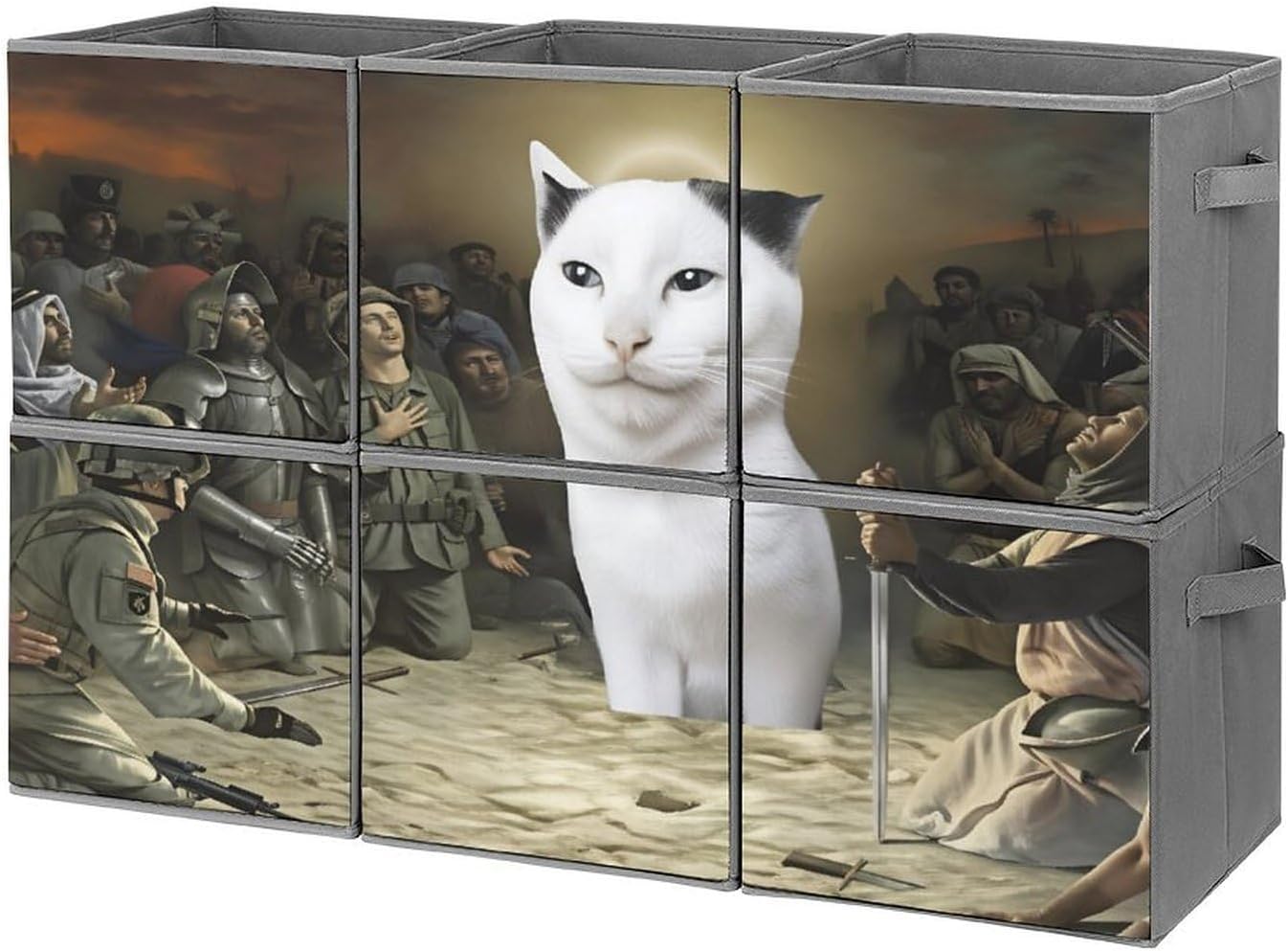 Hero Anime Cat Storage Bin for Foldable And Handles,Closet Organizer of 6-Pack Stackable,Storage Box for Living Room Office Bedroom Shelves Closet