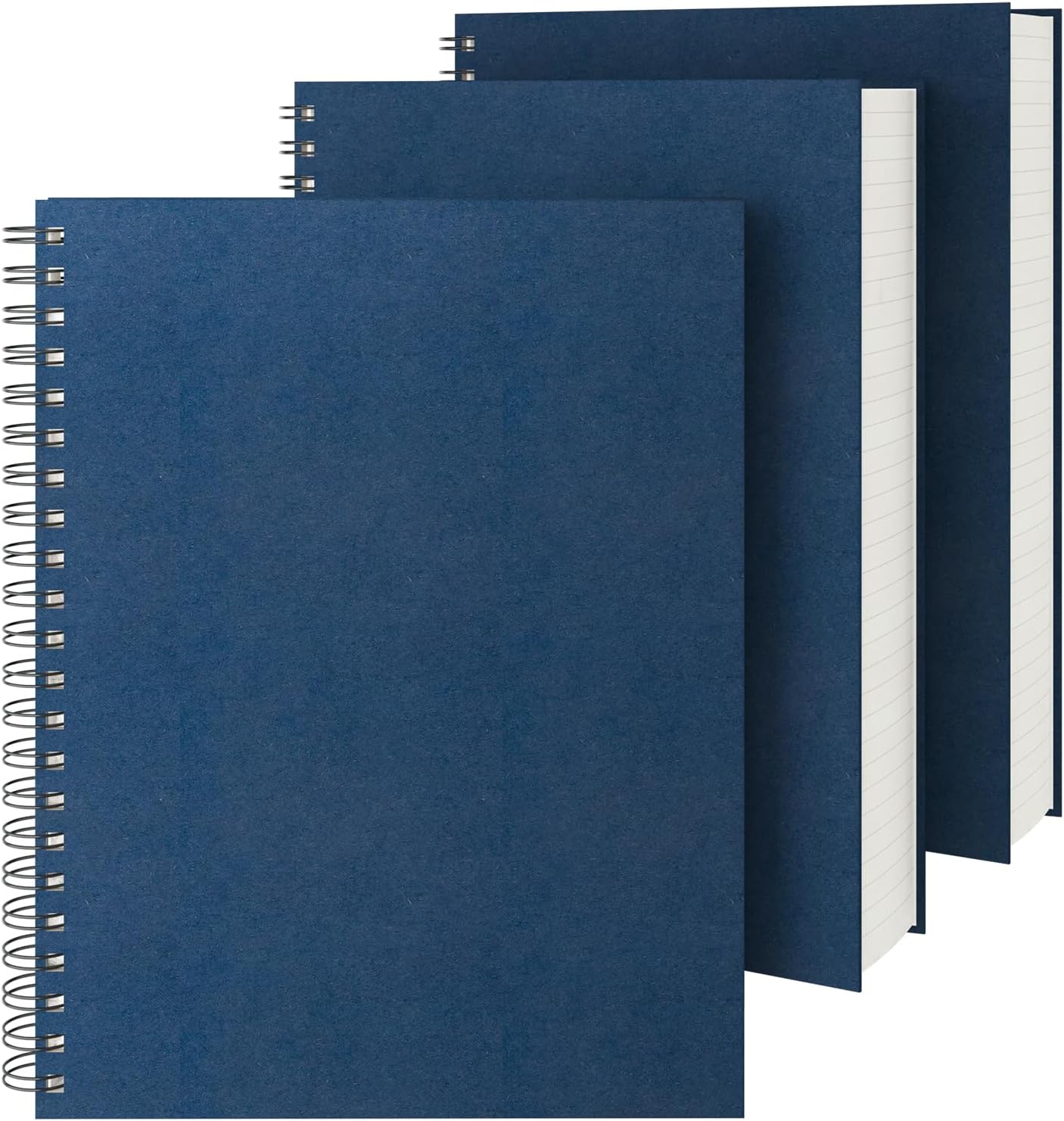 EUSOAR Hardcover Journal, 3 Pack A4 8.3"x11.2" Hard Cover Spiral Notebooks College Ruled, 240 Pages Thick Paper Blue Notebook Writing Pads for Women Men DIY Note Taking School Business Work Office