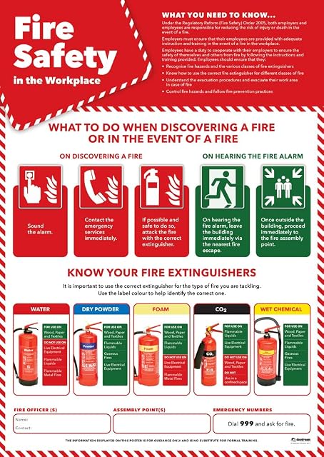 Fire Safety in the Workplace | Health and Safety Posters | Laminated Gloss Paper 420mm x 594mm (A2) | Health and Safety Office and Commercial Wall Charts | Education Charts by Daydream Education