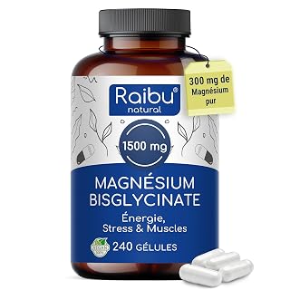 Magnésium Bisglycinate - 240 gélules, 300 mg de magnésium élémentaire par portion - Stress & Fatigue - Absorption optimale & assimilation facilitée - Vegan, hautement dosé - Amazon product rated Grade A