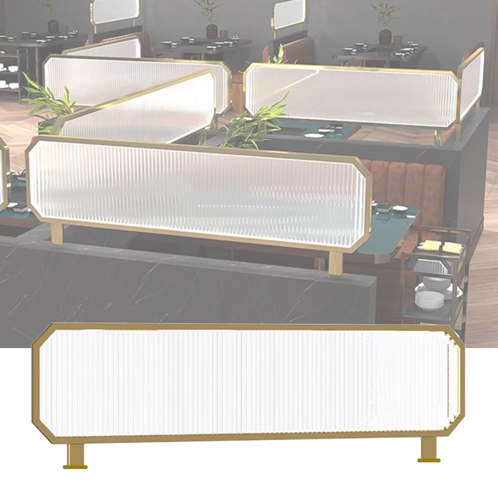 GJZQDKX Hanging Room Divider Dividers For Dining Areas,Tempered Glass Restaurant Table Decorative Partitions,Commercial Hotel Office Desk Divider,11.8in High Low Fence
