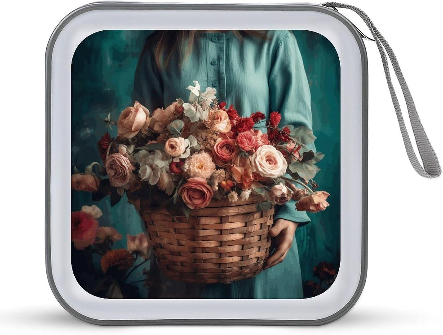Lady Holding A Basket DVD Case 40 Capacity Protective Storage Organizer Binder Booklet Album Portable Disc Wallet Car CD Disk Holder Hard Plastic CD Cases CD DVD Case Holder