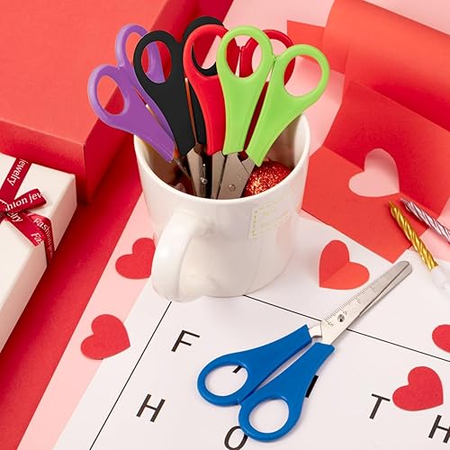 Miniatura 3 de Honoson Tijeras de punta roma, papel de acero inoxidable multiusos de seguridad con asas de agarre cómodas para operación, suministros de oficina