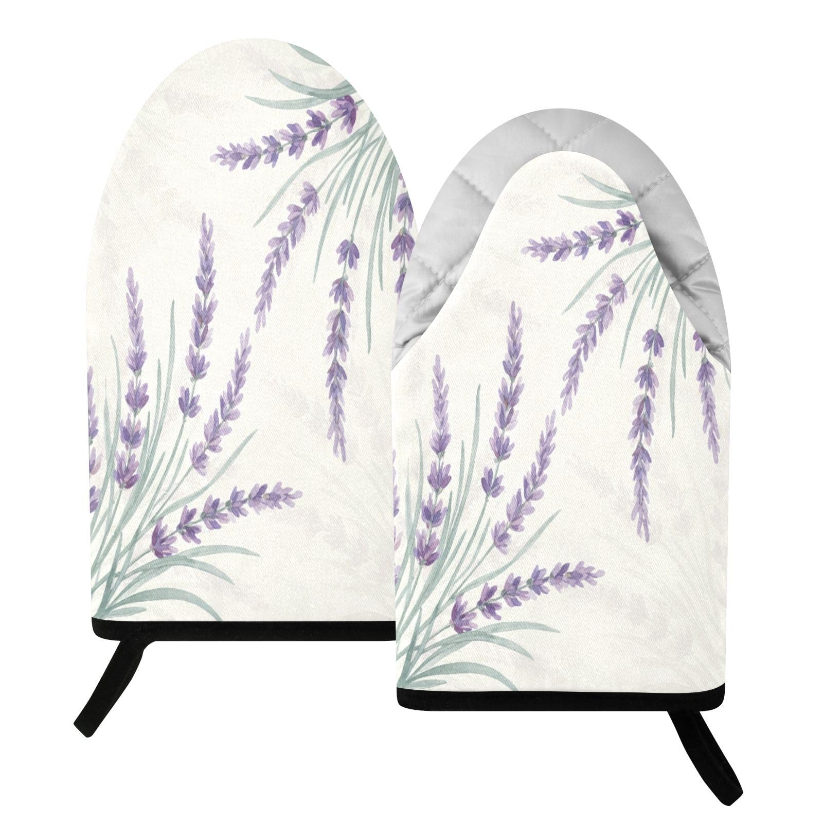 BURSTDDY Lavender Oven Mitt,Heat Resistant Kitchen Mitts for Cooking